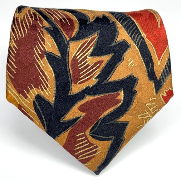 Lou Myles Designer Light Copper Brown Abstract 100% Silk Tie Hand Made in Italy - Picture 1 of 10